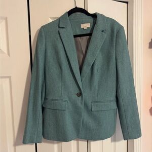 LOFT Seafoam Herringbone Blazer